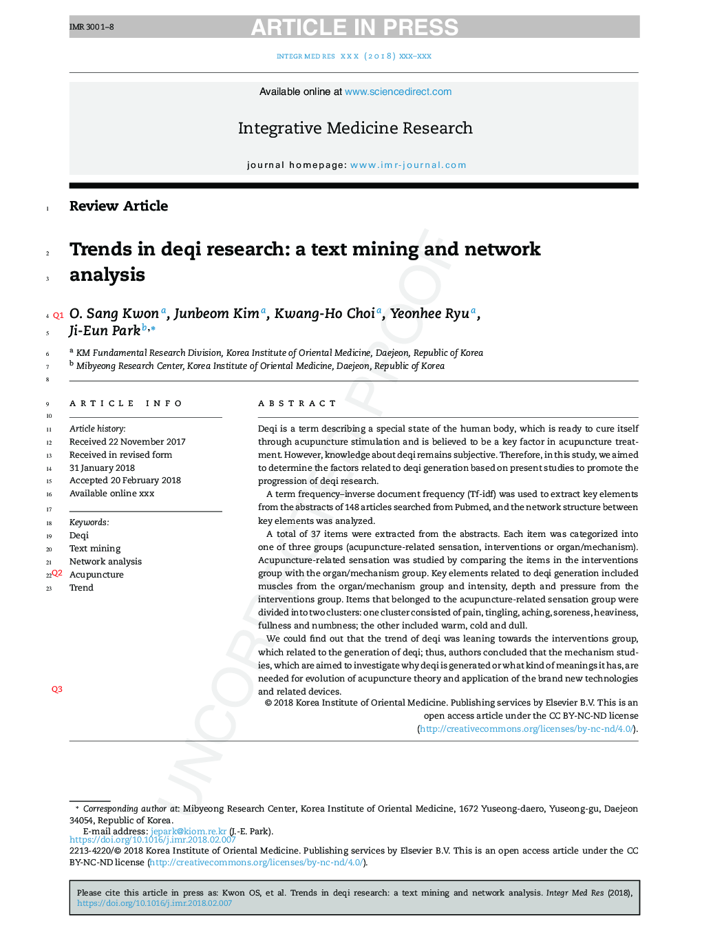 Trends in deqi research: a text mining and network analysis