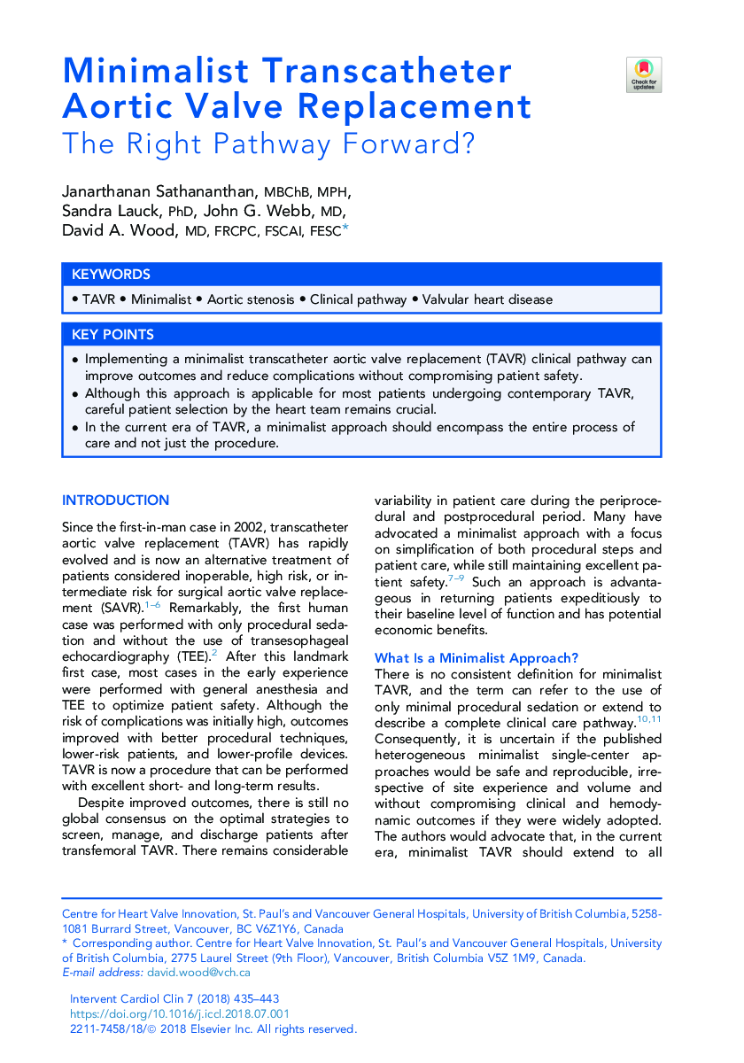 Minimalist Transcatheter Aortic Valve Replacement