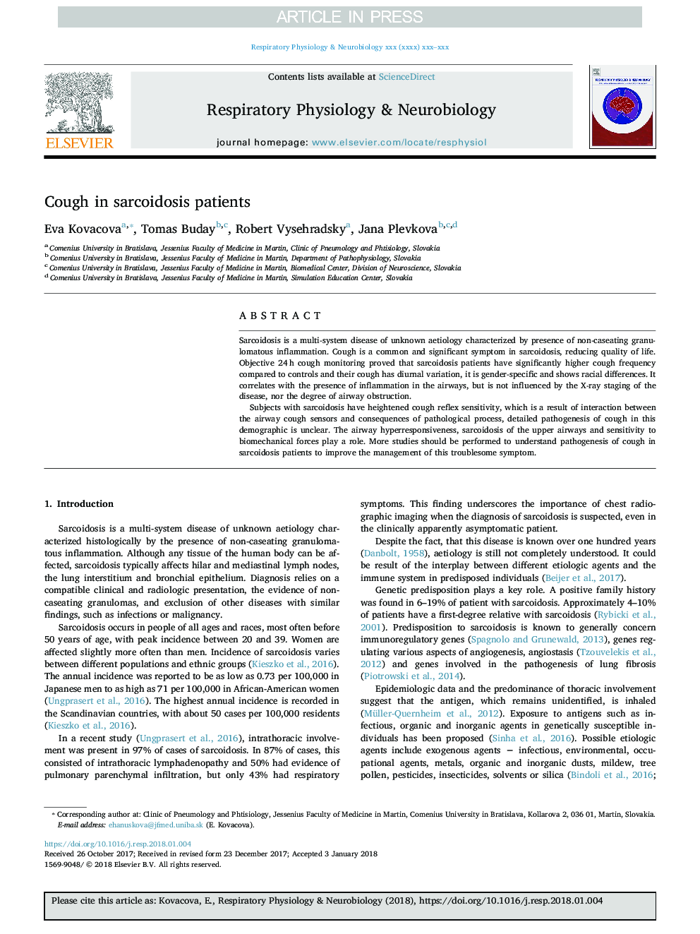 Cough in sarcoidosis patients