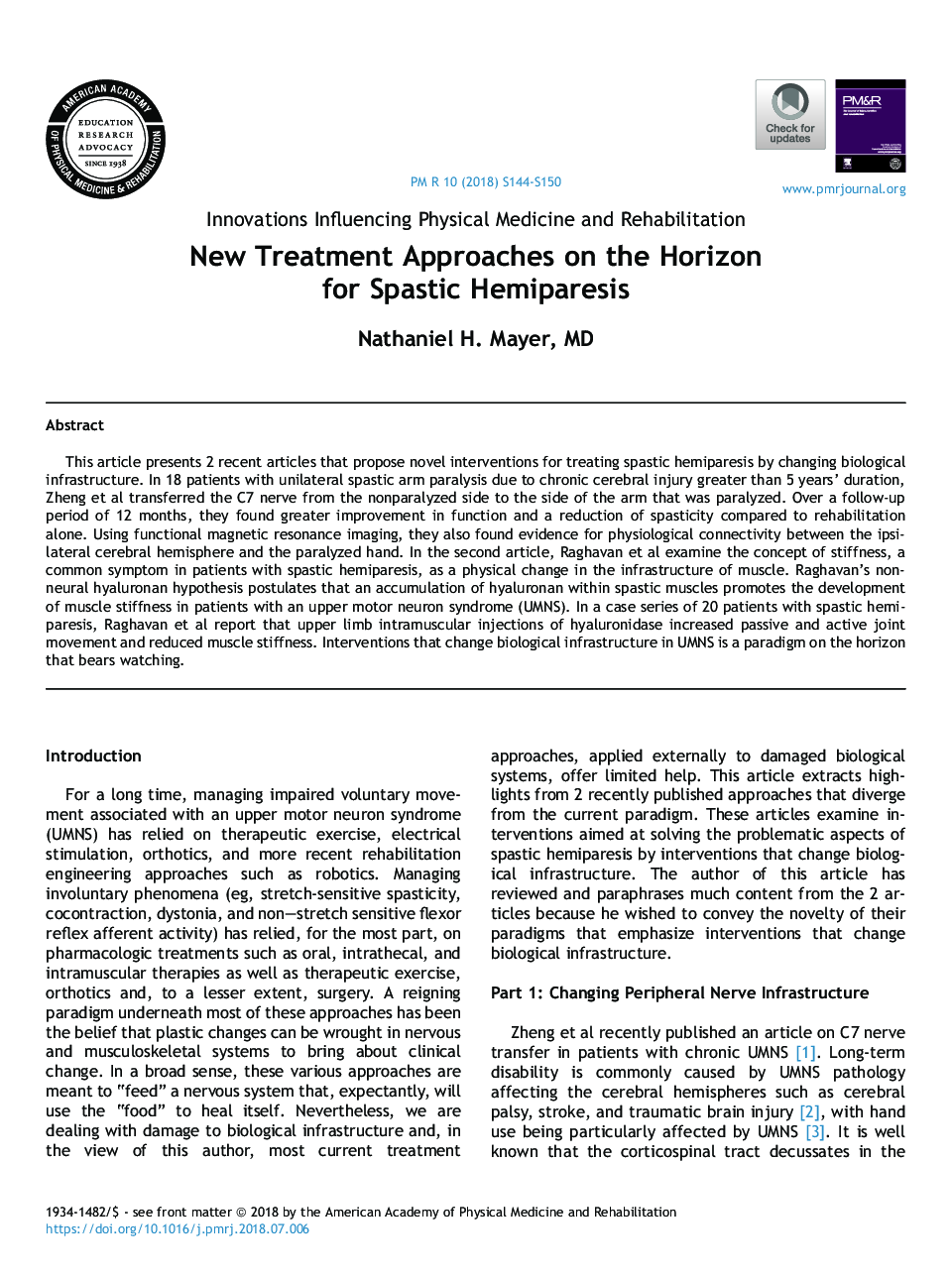 New Treatment Approaches on the Horizon for Spastic Hemiparesis