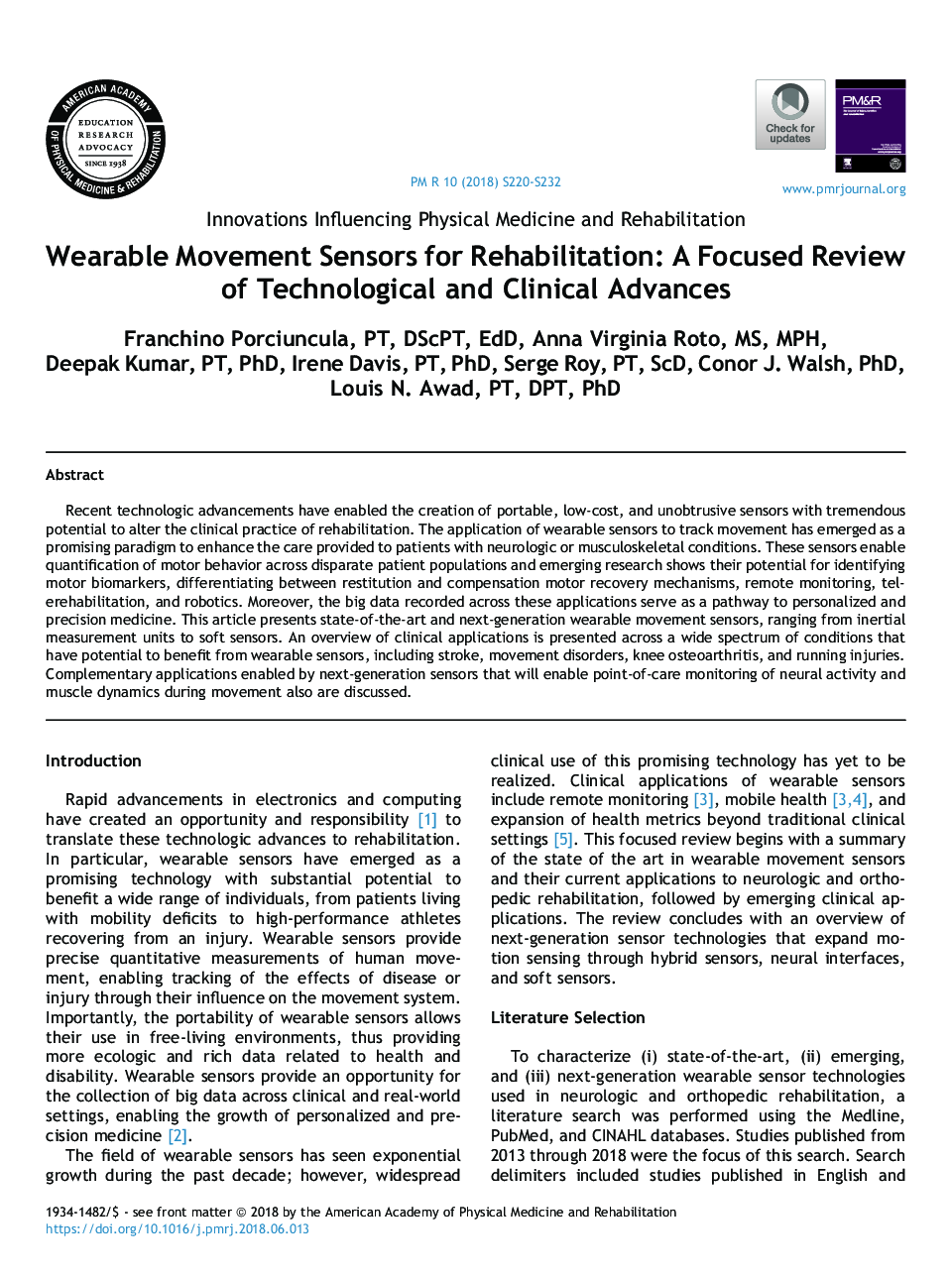 Wearable Movement Sensors for Rehabilitation: A Focused Review of Technological and Clinical Advances