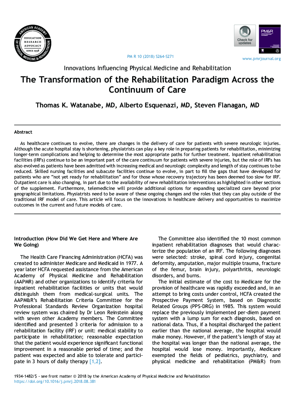 The Transformation of the Rehabilitation Paradigm Across the Continuum of Care