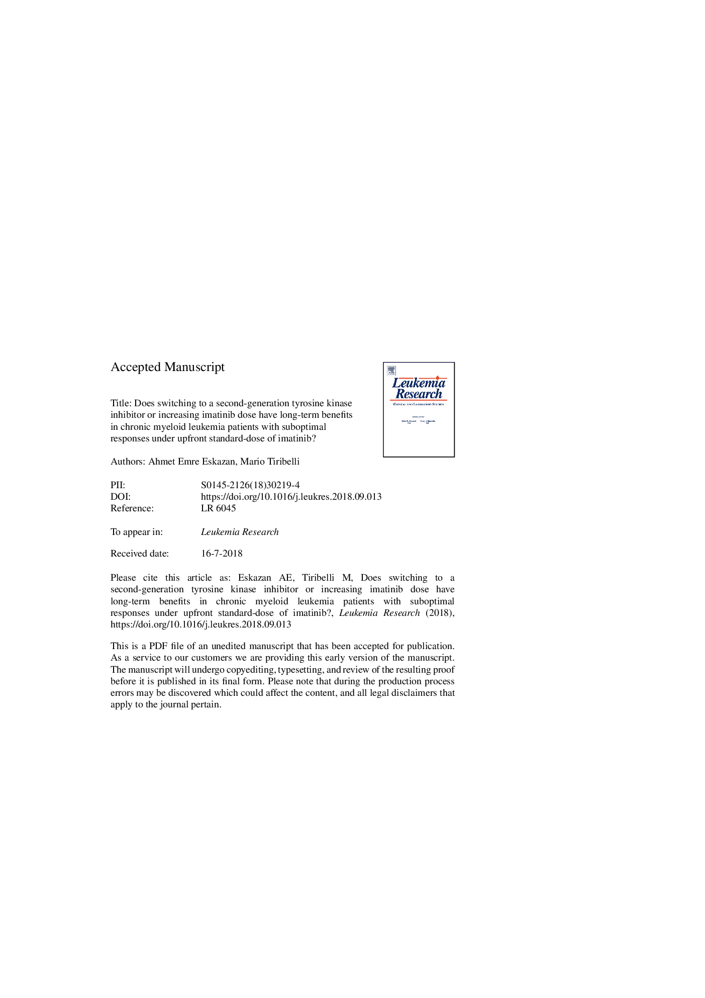 Does switching to a second-generation tyrosine kinase inhibitor or increasing imatinib dose have long-term benefits in chronic myeloid leukemia patients with suboptimal responses under upfront standard-dose of imatinib?