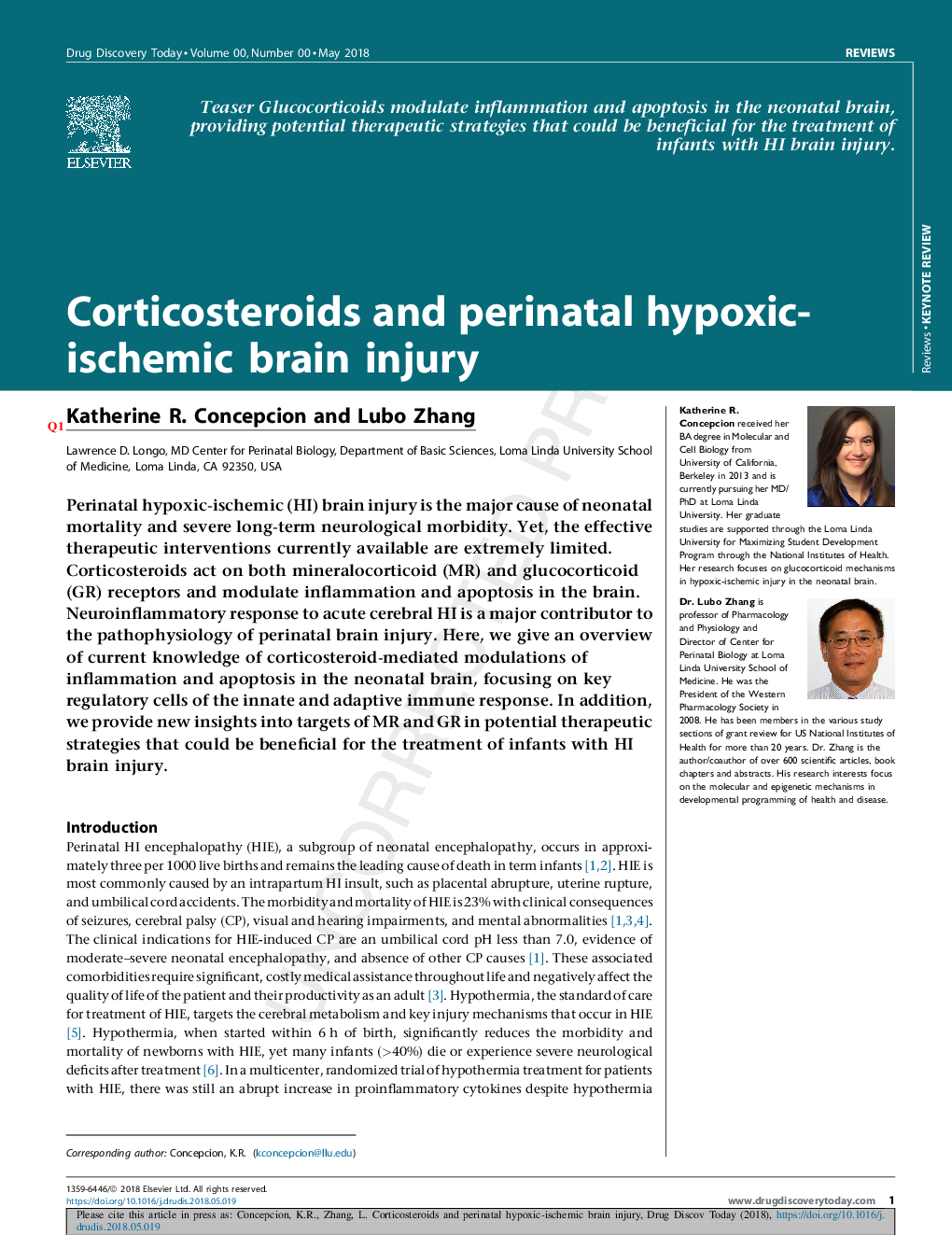 Corticosteroids and perinatal hypoxic-ischemic brain injury