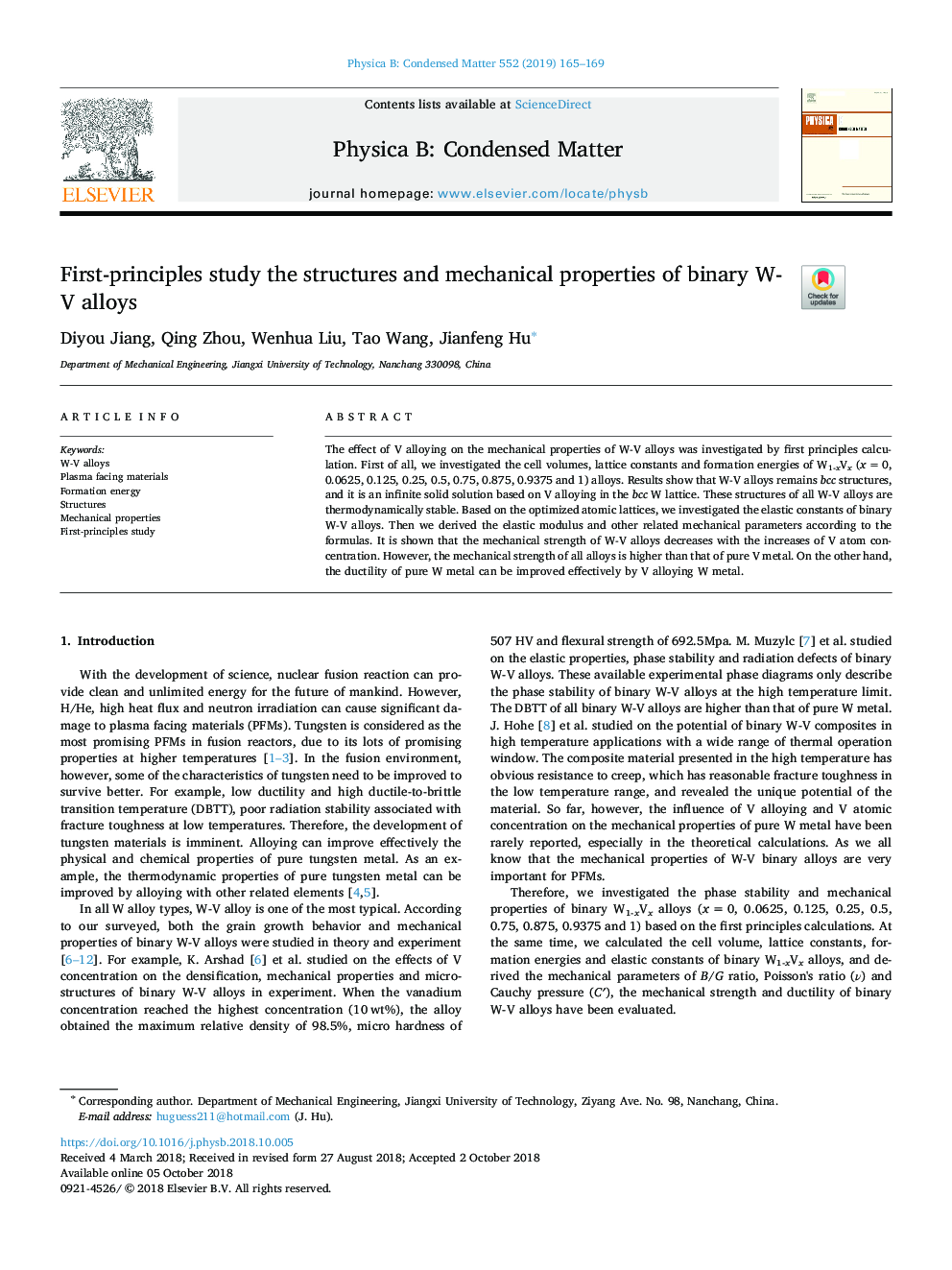 First-principles study the structures and mechanical properties of binary W-V alloys