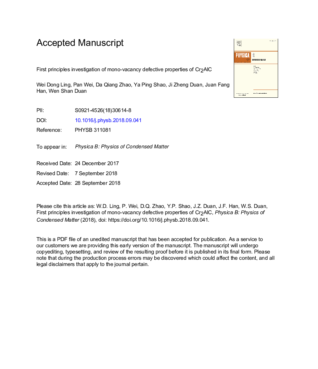 First principles investigation of mono-vacancy defective properties of Cr2AlC