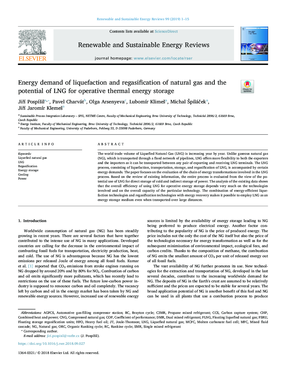 Energy demand of liquefaction and regasification of natural gas and the potential of LNG for operative thermal energy storage