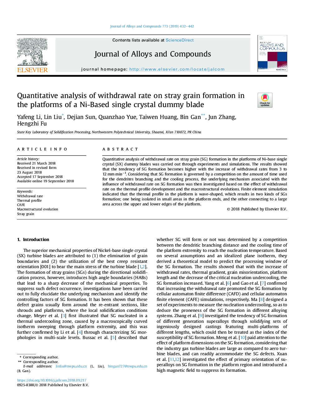 Quantitative analysis of withdrawal rate on stray grain formation in the platforms of a Ni-Based single crystal dummy blade