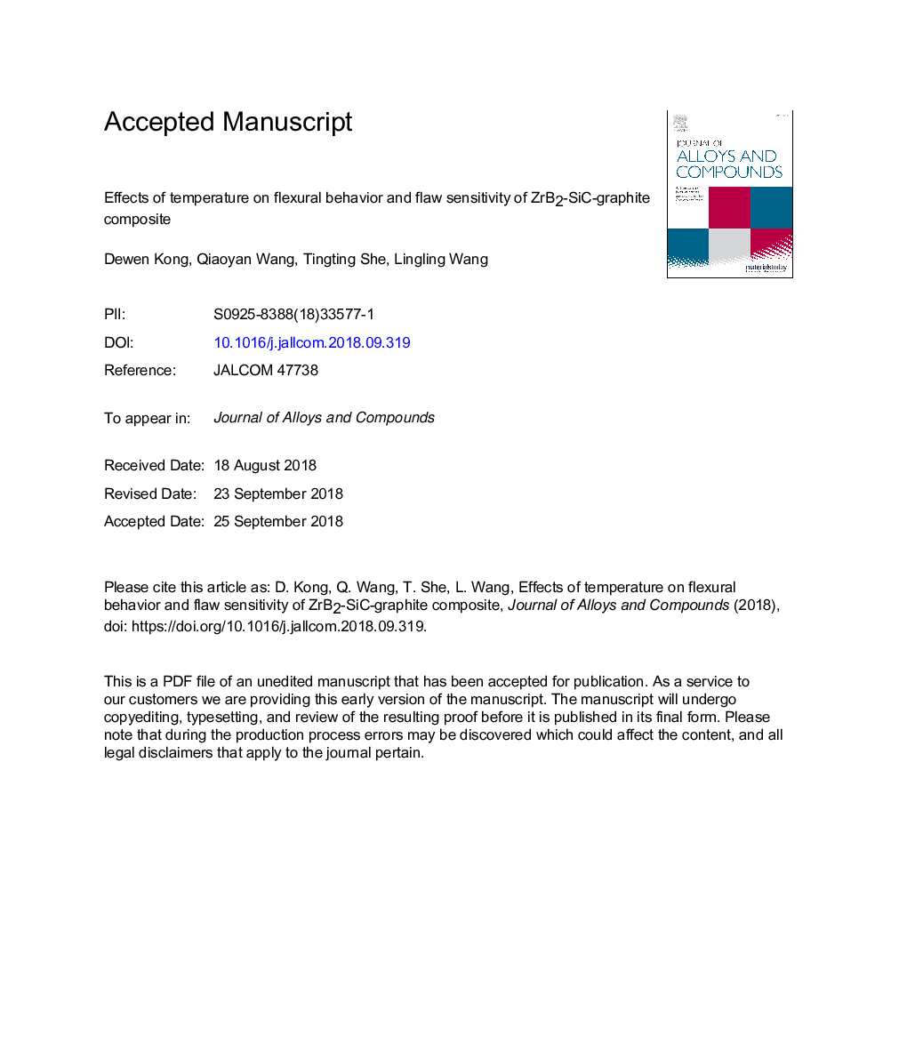 Effects of temperature on flexural behavior and flaw sensitivity of ZrB2-SiC-graphite composite