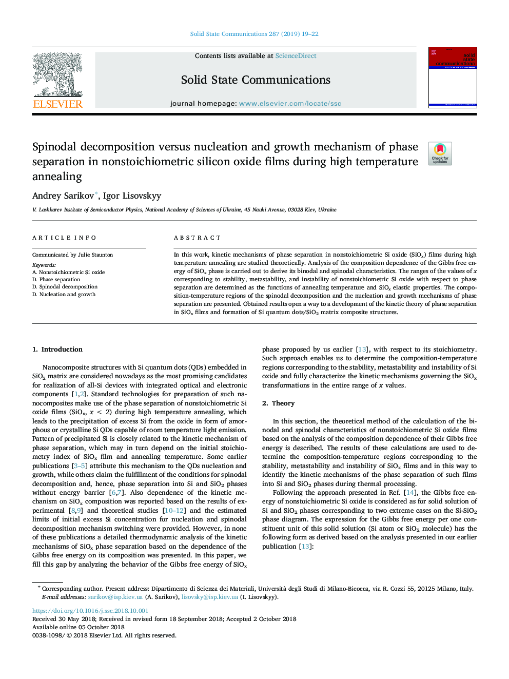 Spinodal decomposition versus nucleation and growth mechanism of phase separation in nonstoichiometric silicon oxide films during high temperature annealing