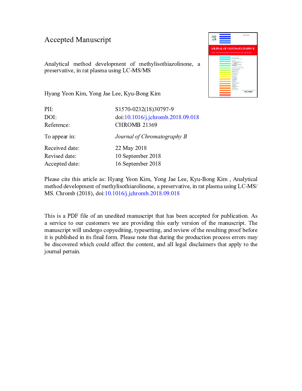 Analytical method development of methylisothiazolinone, a preservative, in rat plasma using LC-MS/MS