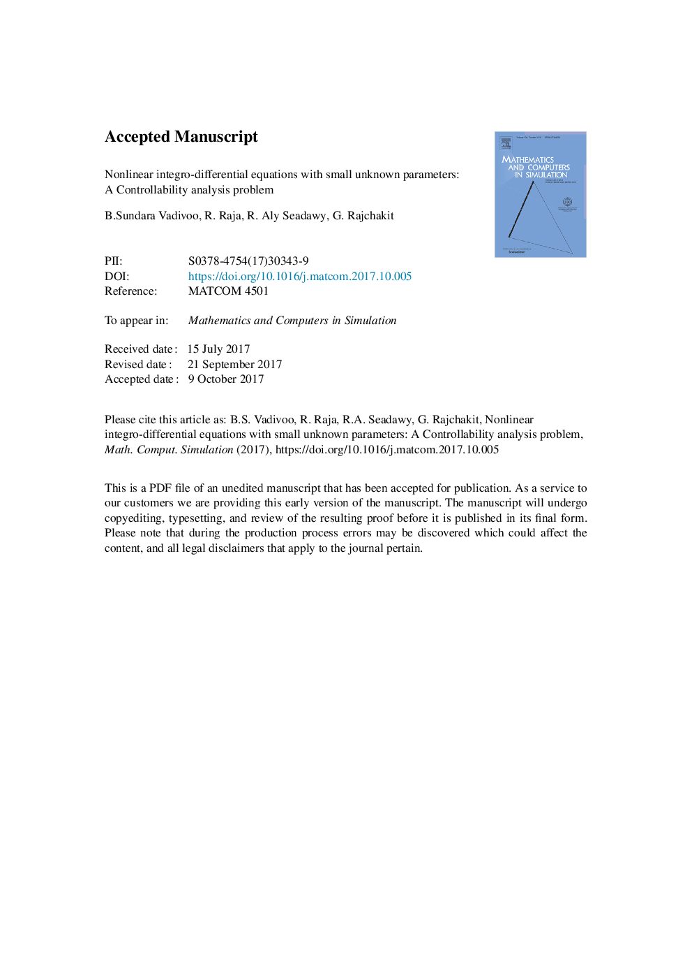 Nonlinear integro-differential equations with small unknown parameters: A controllability analysis problem