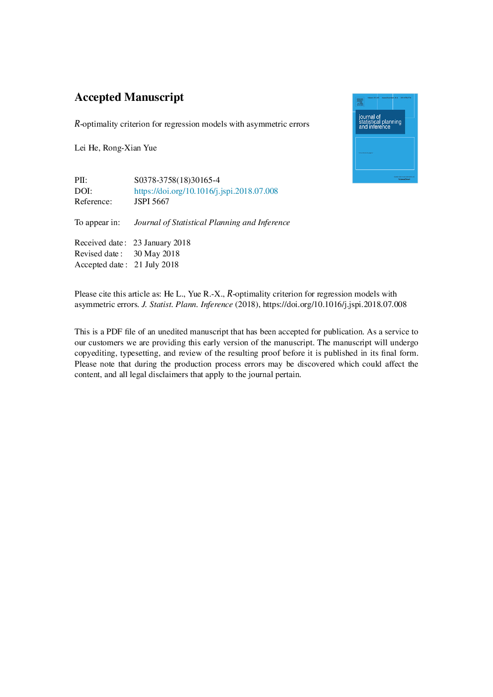 R-optimality criterion for regression models with asymmetric errors