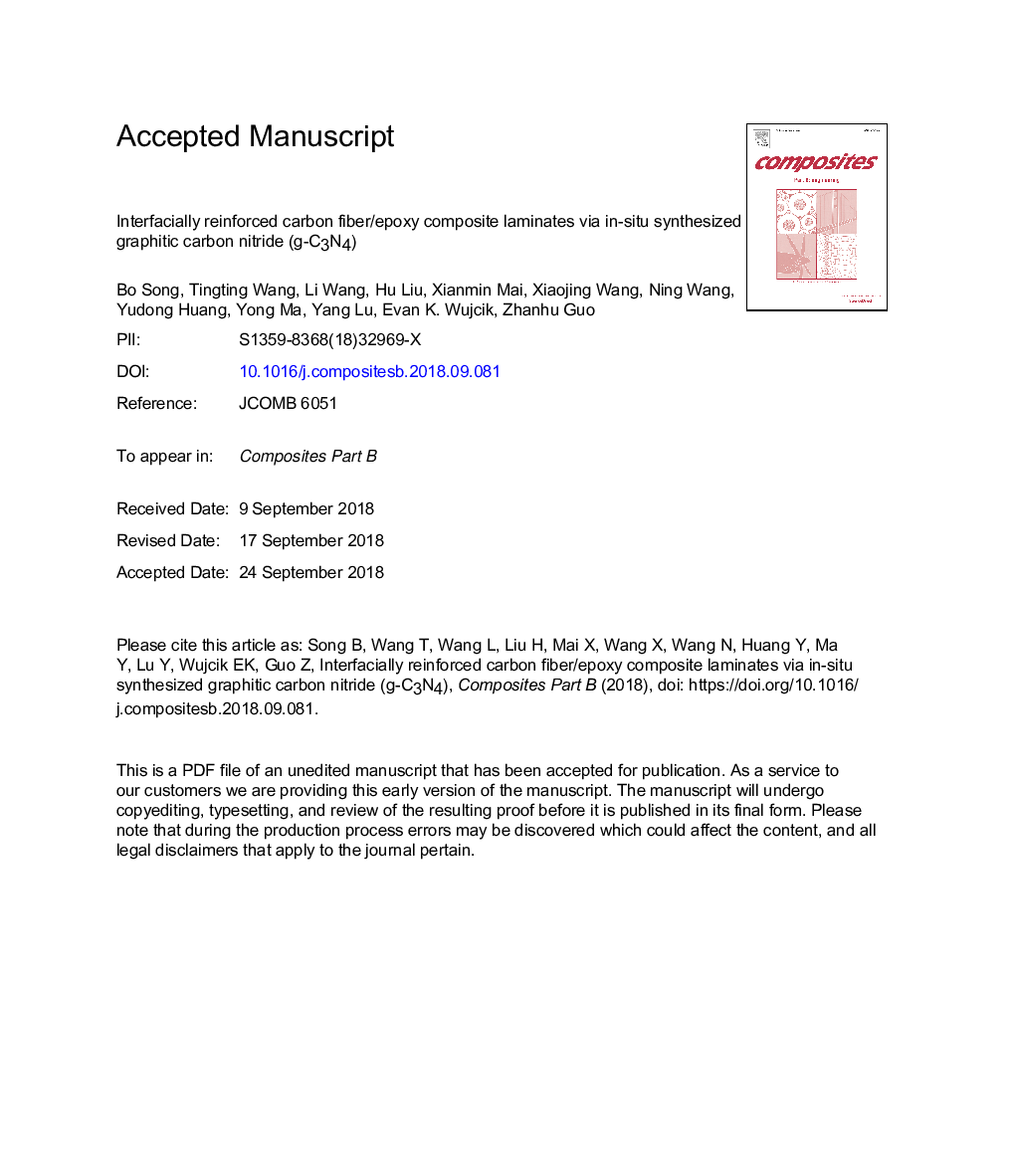 Interfacially reinforced carbon fiber/epoxy composite laminates via in-situ synthesized graphitic carbon nitride (g-C3N4)