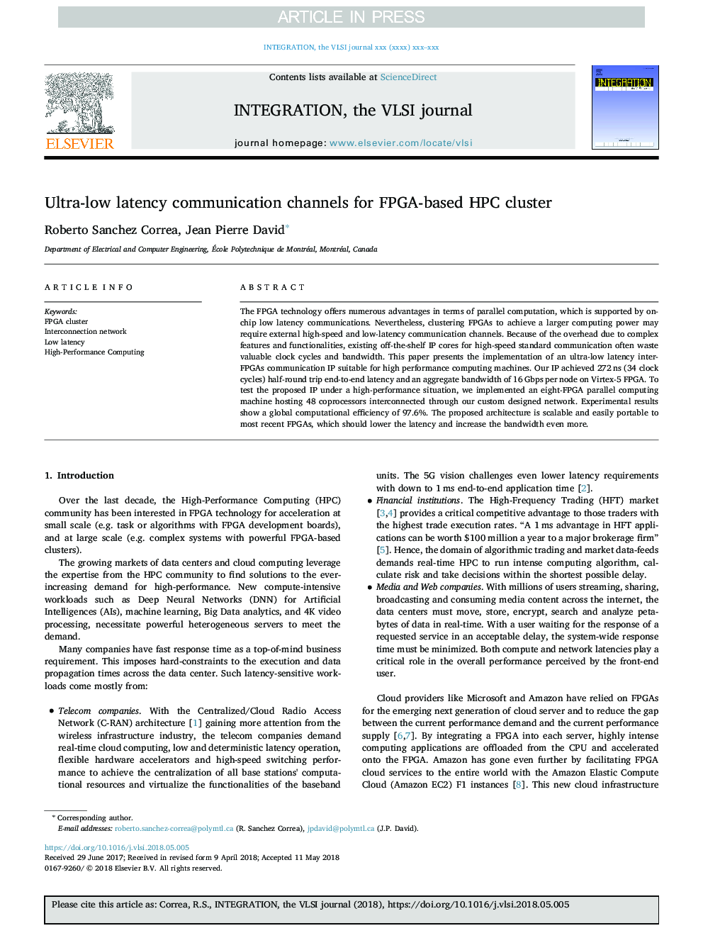 Ultra-low latency communication channels for FPGA-based HPC cluster