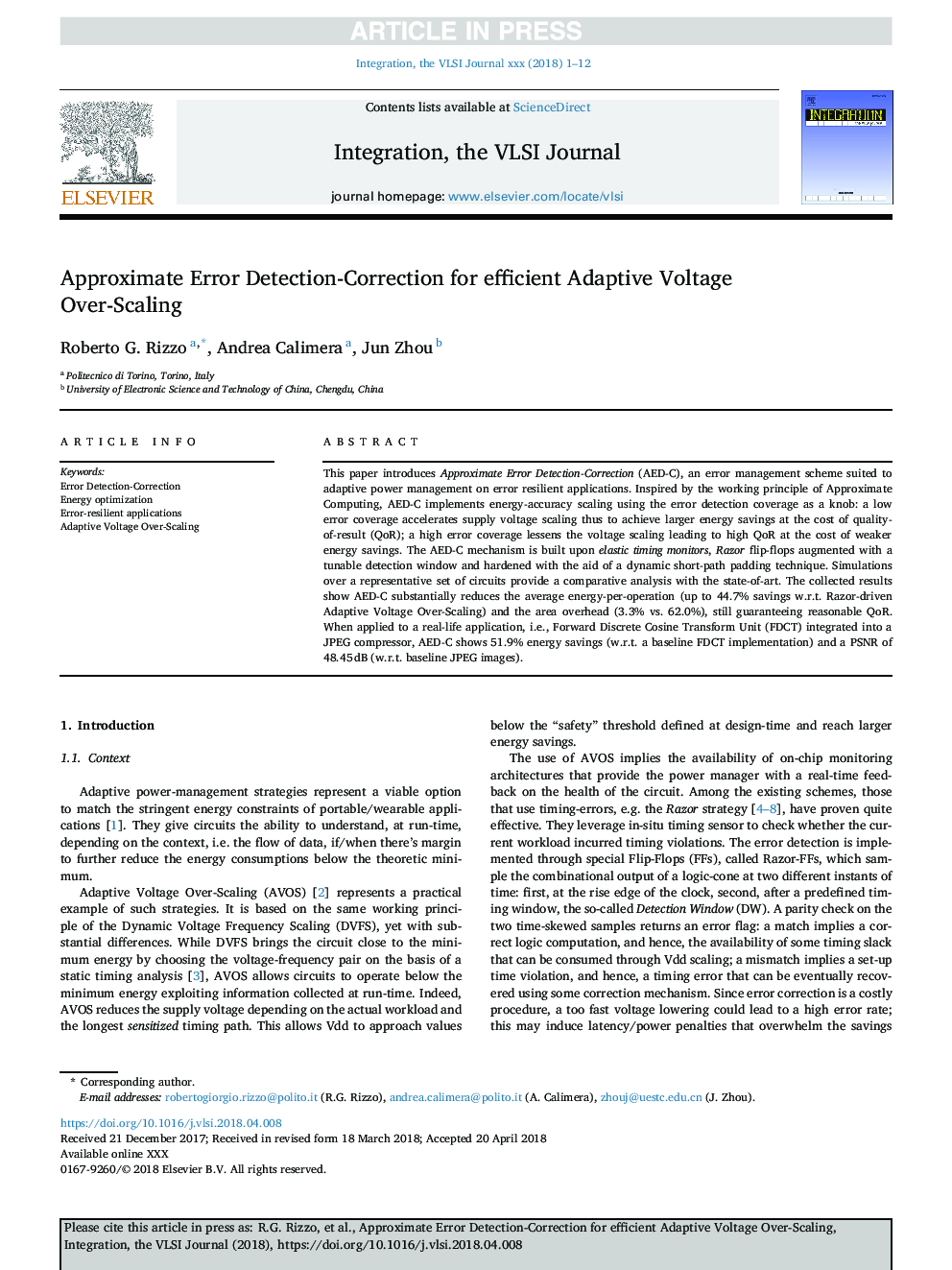 Approximate Error Detection-Correction for efficient Adaptive Voltage Over-Scaling