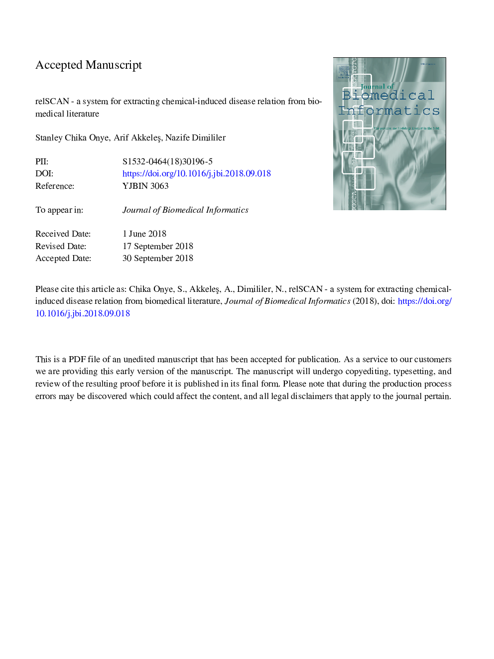 relSCAN - A system for extracting chemical-induced disease relation from biomedical literature