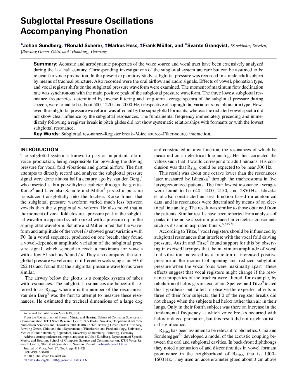 Subglottal Pressure Oscillations Accompanying Phonation