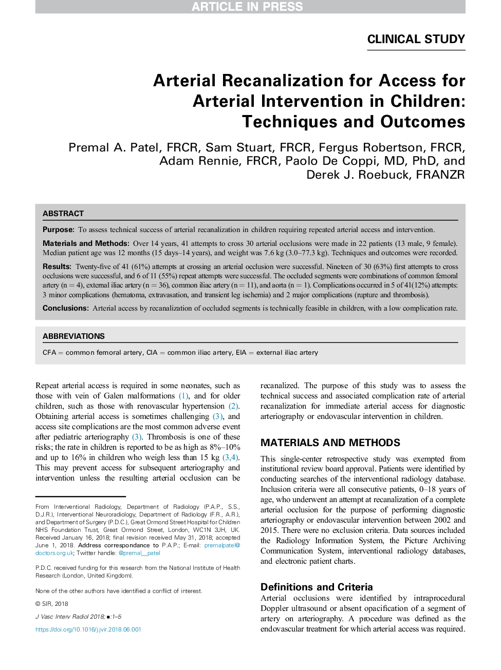 بازنگری شریانی برای دسترسی به مداخله شریانی در کودکان: تکنیک ها و نتایج