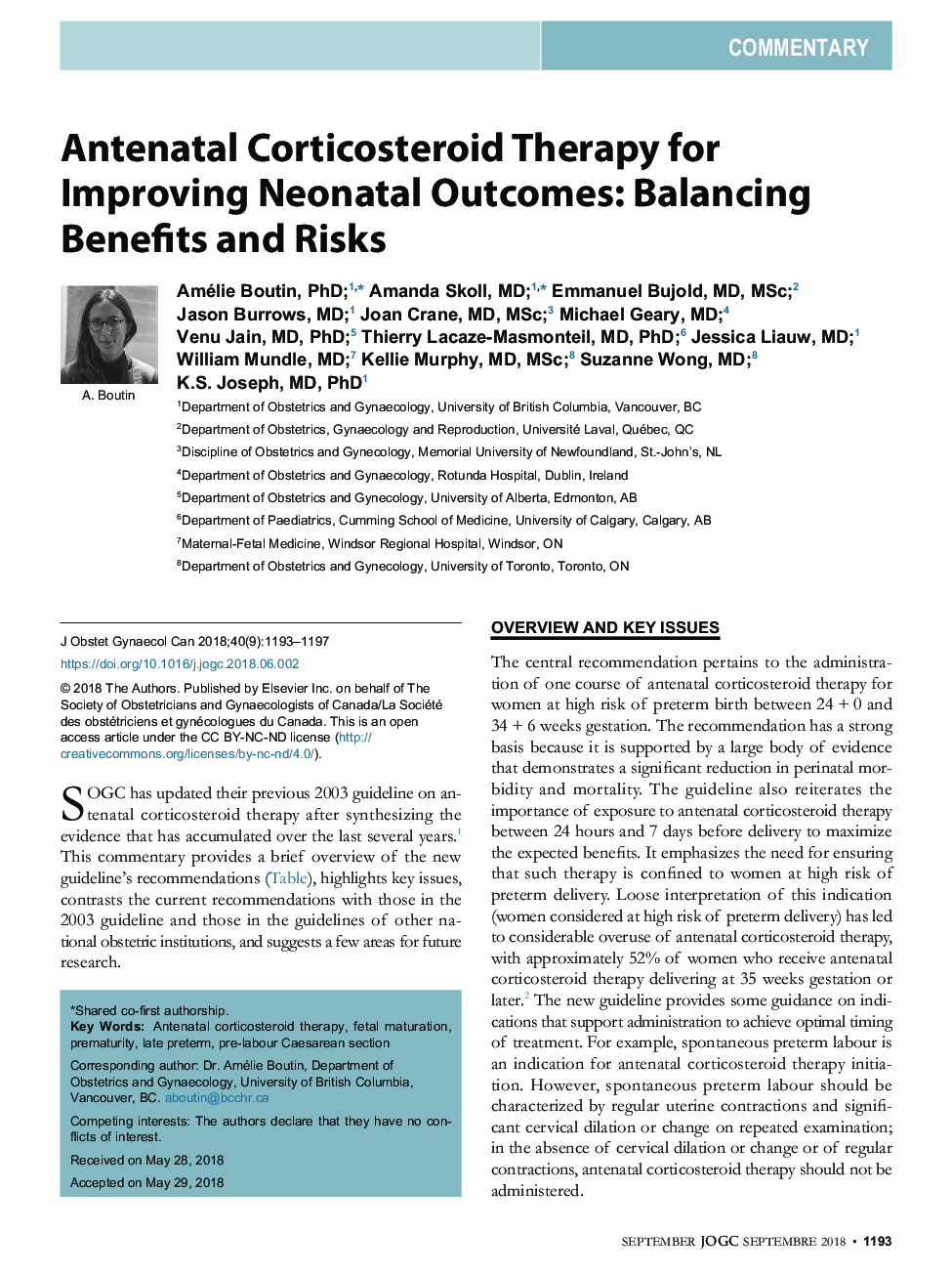 Antenatal Corticosteroid Therapy for Improving Neonatal Outcomes: Balancing Benefits and Risks