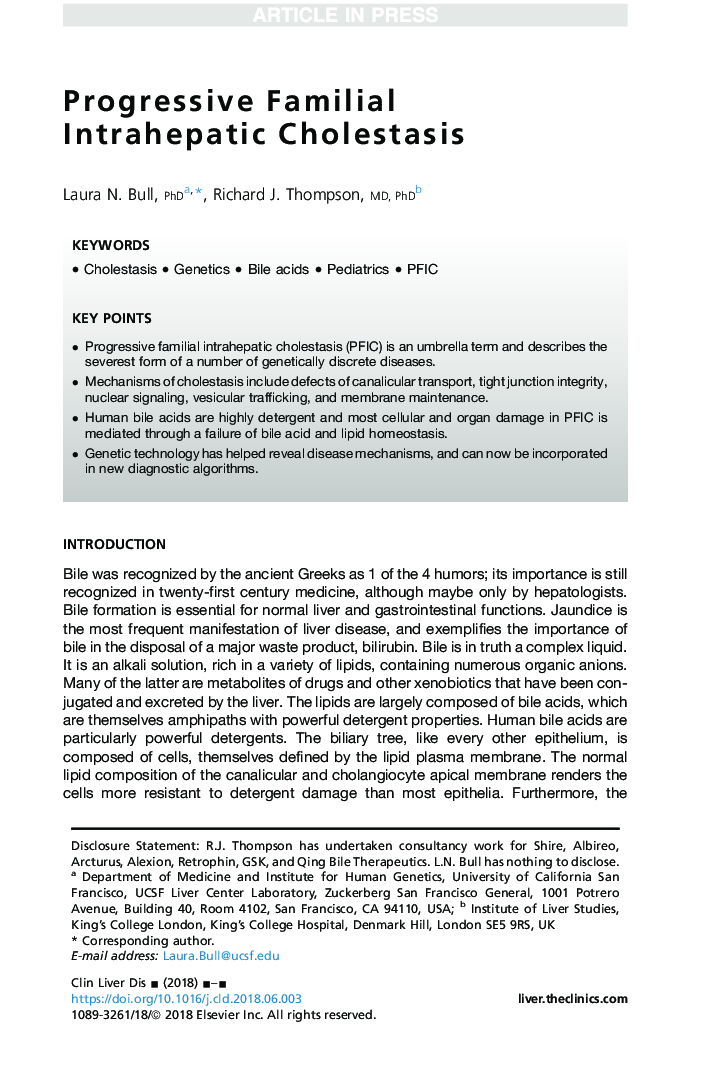 Progressive Familial Intrahepatic Cholestasis