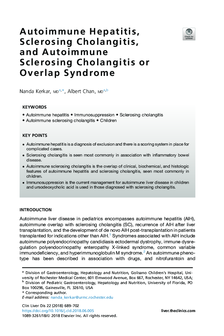 Autoimmune Hepatitis, Sclerosing Cholangitis, andÂ Autoimmune SclerosingÂ Cholangitis or OverlapÂ Syndrome