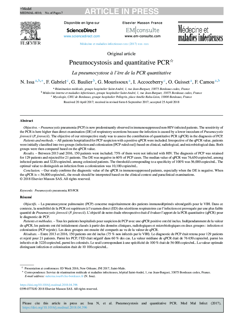 Pneumocystosis and quantitative PCR