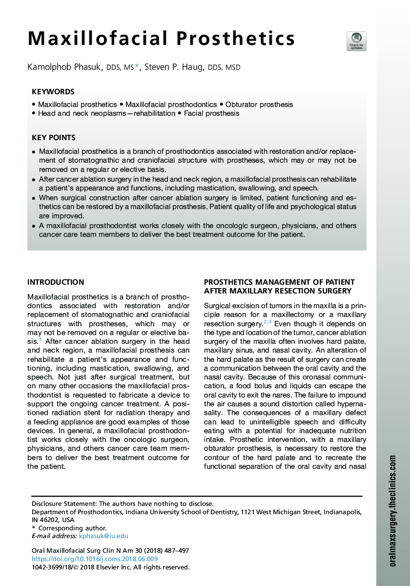 Maxillofacial Prosthetics