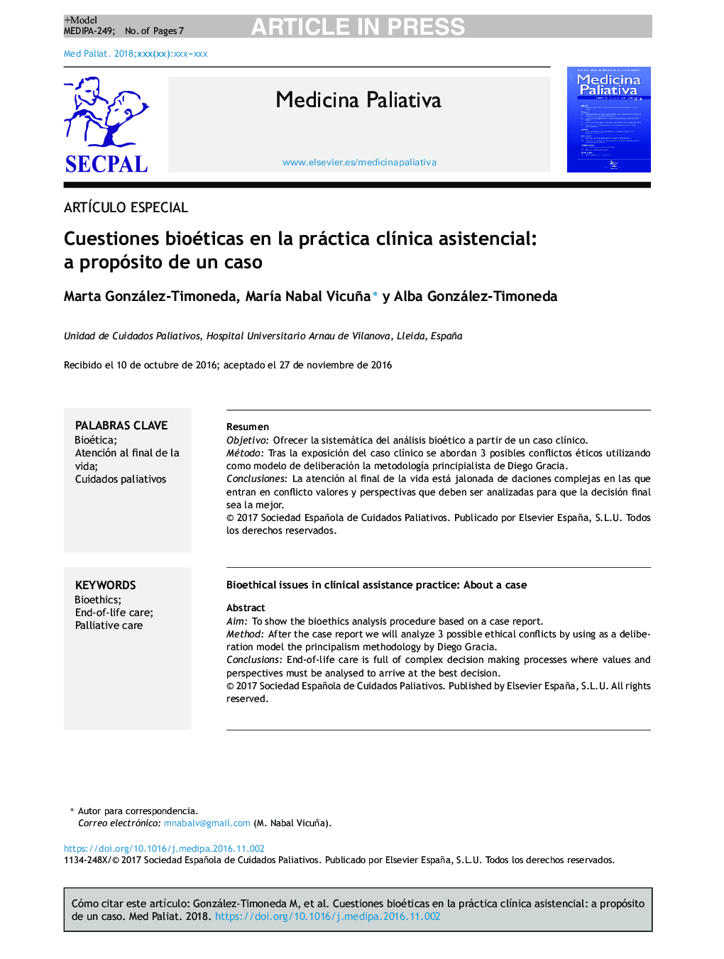 Cuestiones bioéticas en la práctica clÃ­nica asistencial: a propósito de un caso