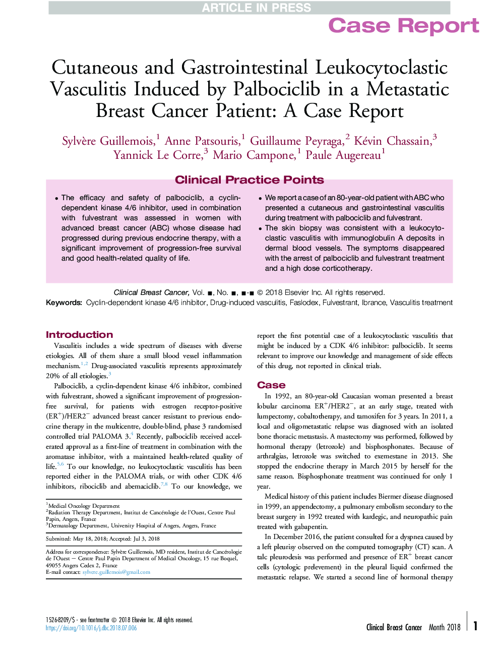 واکسولیت لوسسیتوکلستیک پوستی و دستگاه گوارش ناشی از پالوبسیکلیب در یک بیمار مبتلا به سرطان متاستاتیک پستان: گزارش مورد