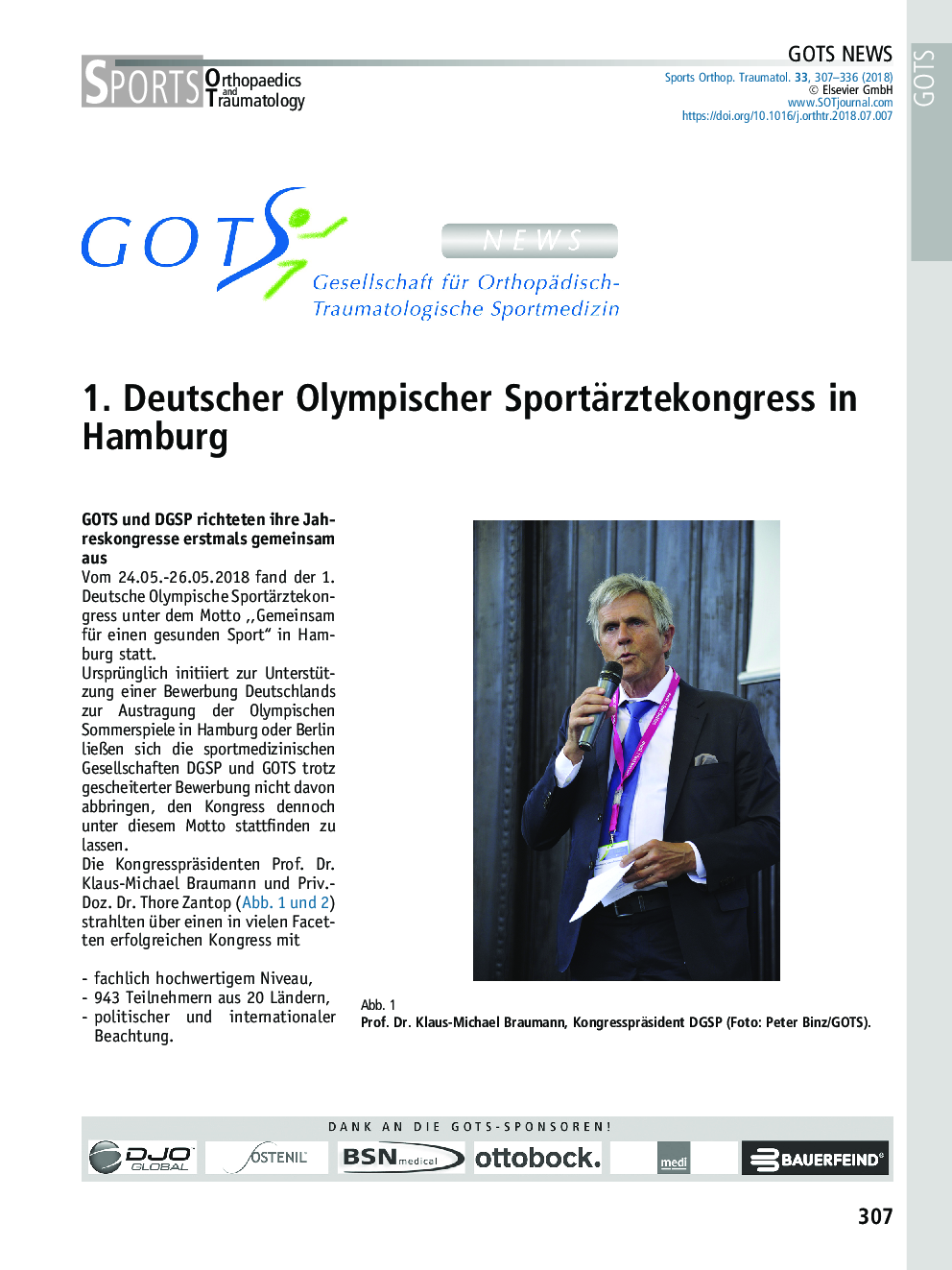 1. Deutscher Olympischer Sportärztekongress in Hamburg