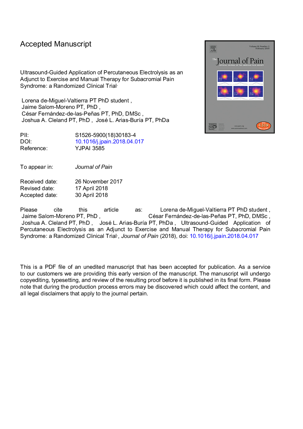 Ultrasound-Guided Application of Percutaneous Electrolysis as an Adjunct to Exercise and Manual Therapy for Subacromial Pain Syndrome: A Randomized Clinical Trial