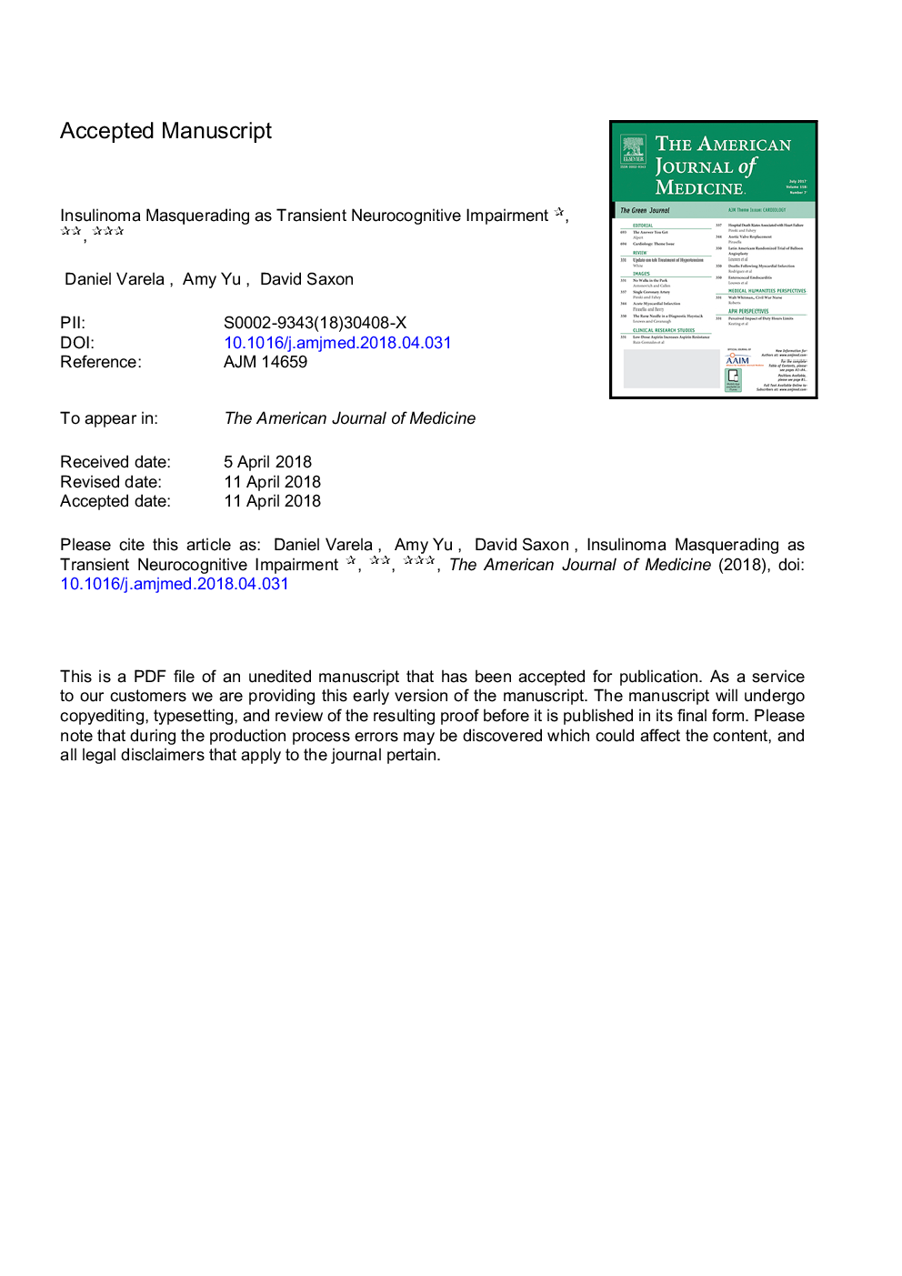 Insulinoma Masquerading as Transient Neurocognitive Impairment