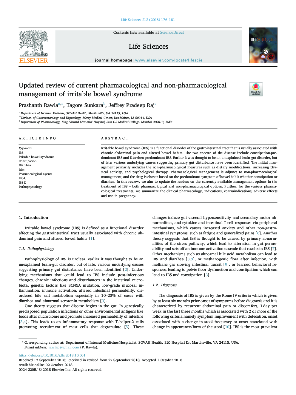 Updated review of current pharmacological and non-pharmacological management of irritable bowel syndrome