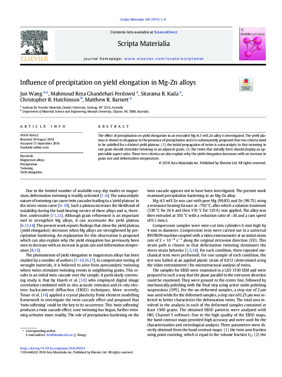 Influence of precipitation on yield elongation in Mg-Zn alloys