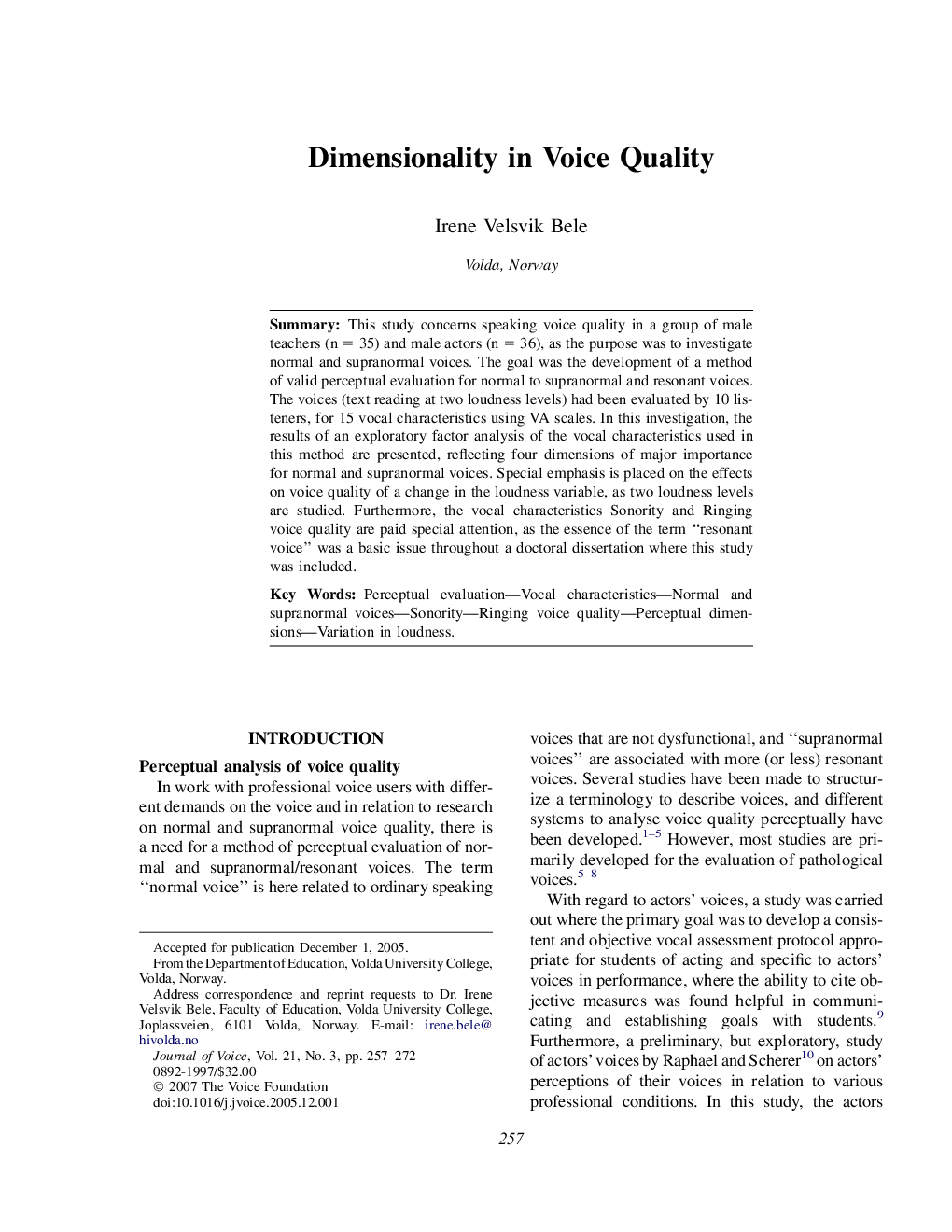 Dimensionality in Voice Quality