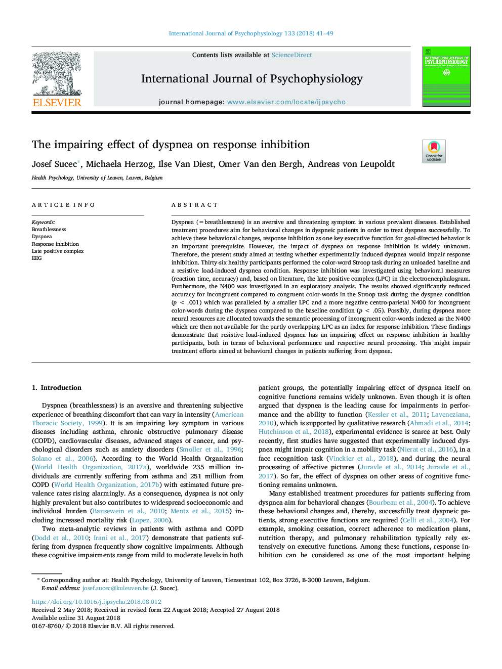 The impairing effect of dyspnea on response inhibition