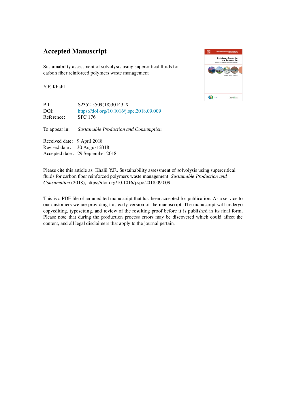 Sustainability assessment of solvolysis using supercritical fluids for carbon fiber reinforced polymers waste management