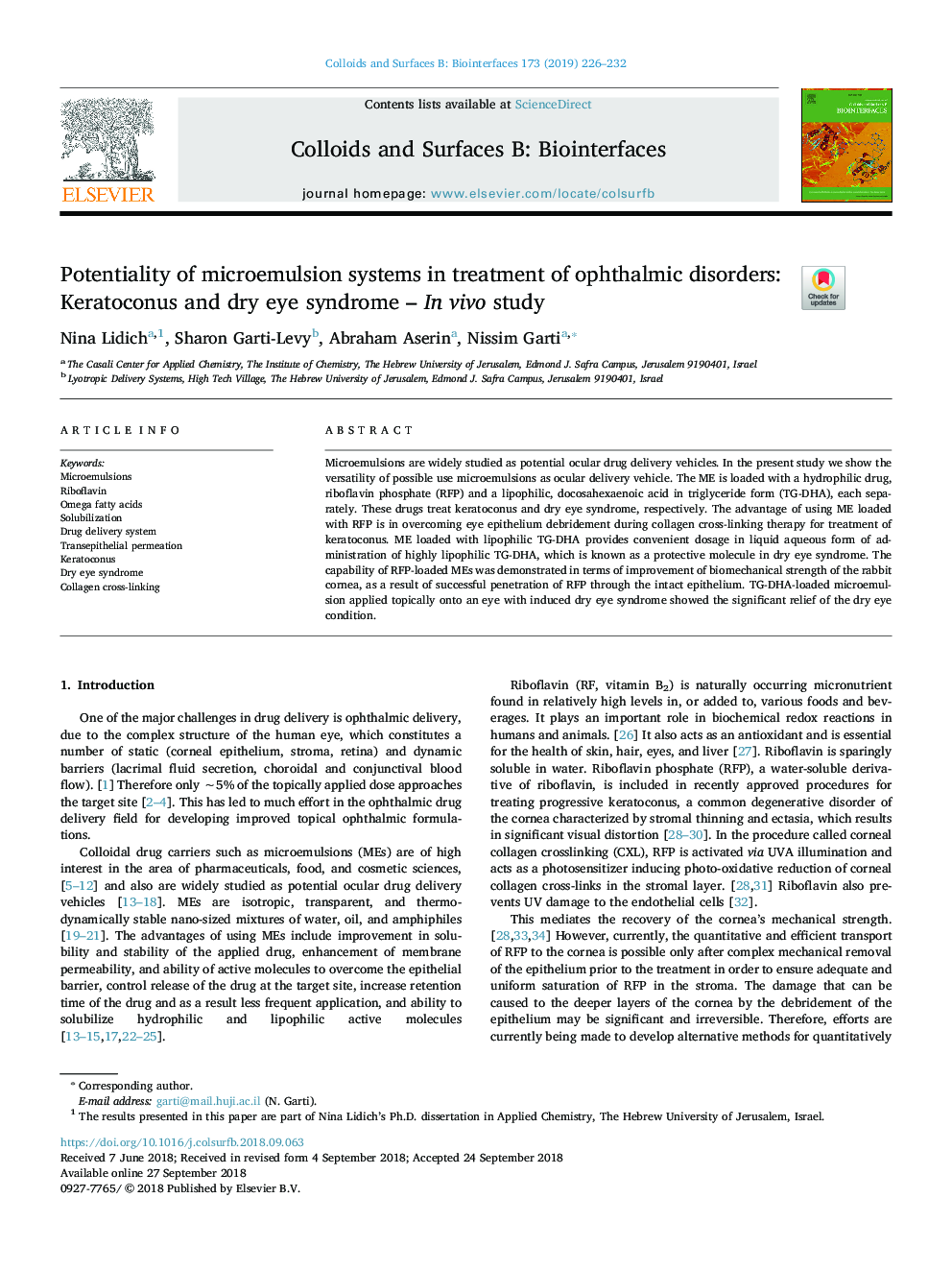 Potentiality of microemulsion systems in treatment of ophthalmic disorders: Keratoconus and dry eye syndrome - In vivo study