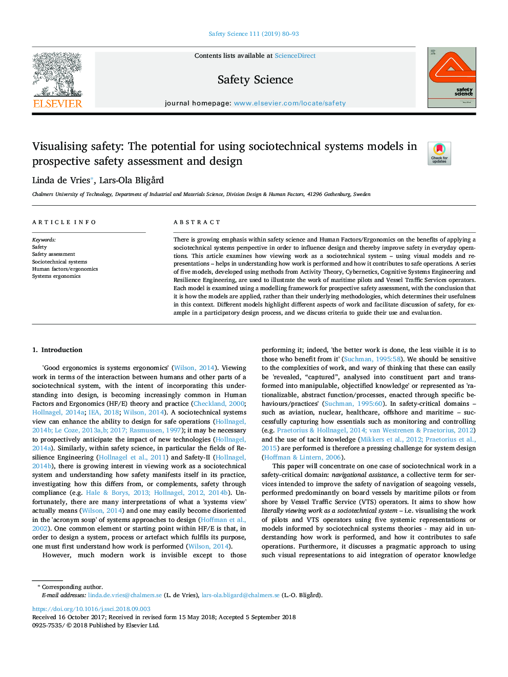 Visualising safety: The potential for using sociotechnical systems models in prospective safety assessment and design