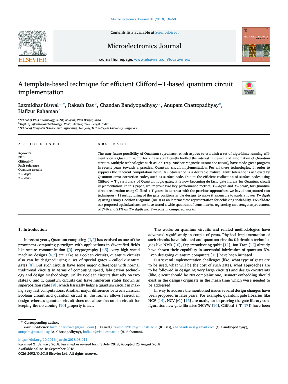 A template-based technique for efficient Clifford+T-based quantum circuit implementation