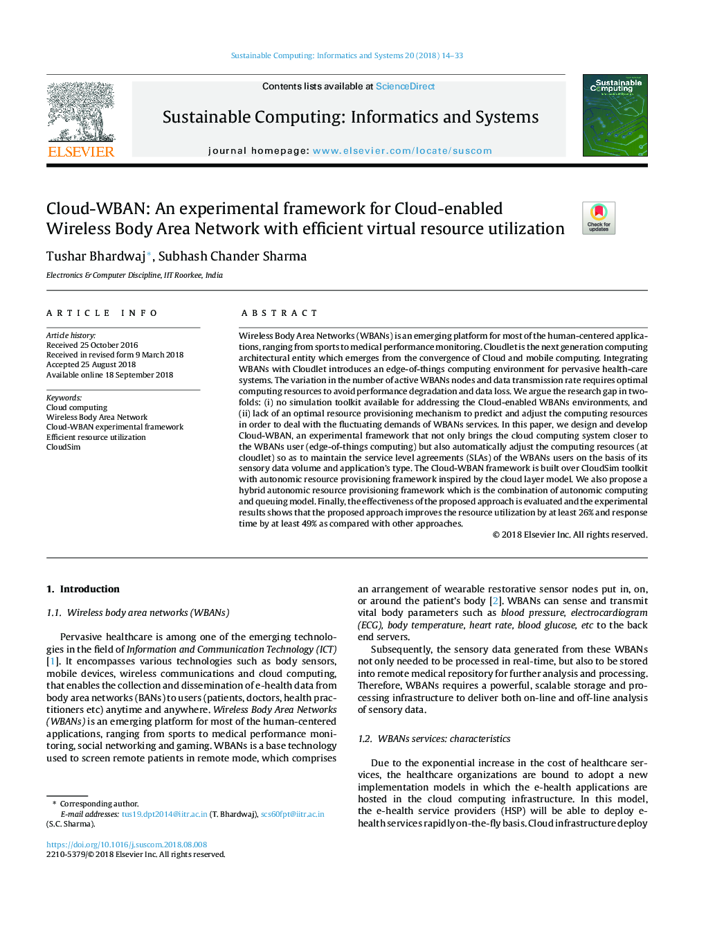 Cloud-WBAN: An experimental framework for Cloud-enabled Wireless Body Area Network with efficient virtual resource utilization