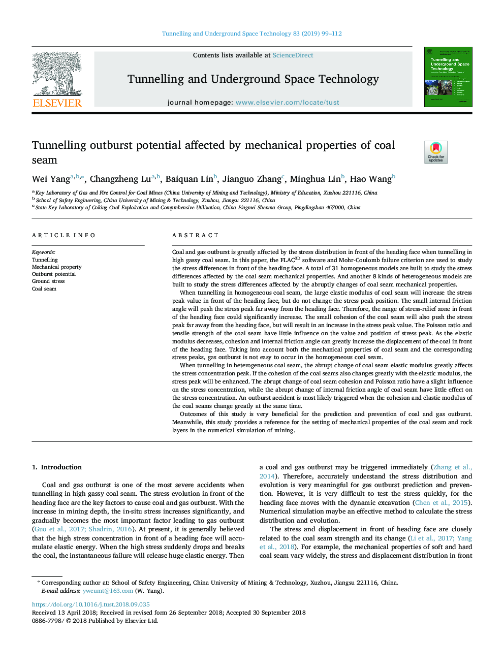 Tunnelling outburst potential affected by mechanical properties of coal seam