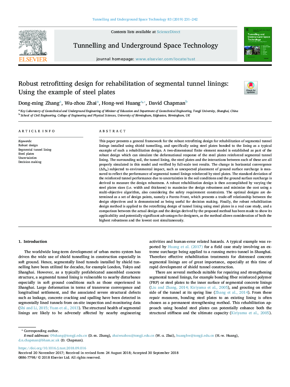 Robust retrofitting design for rehabilitation of segmental tunnel linings: Using the example of steel plates