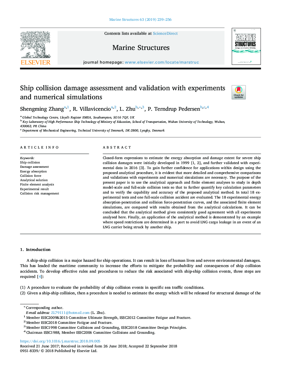 Ship collision damage assessment and validation with experiments and numerical simulations