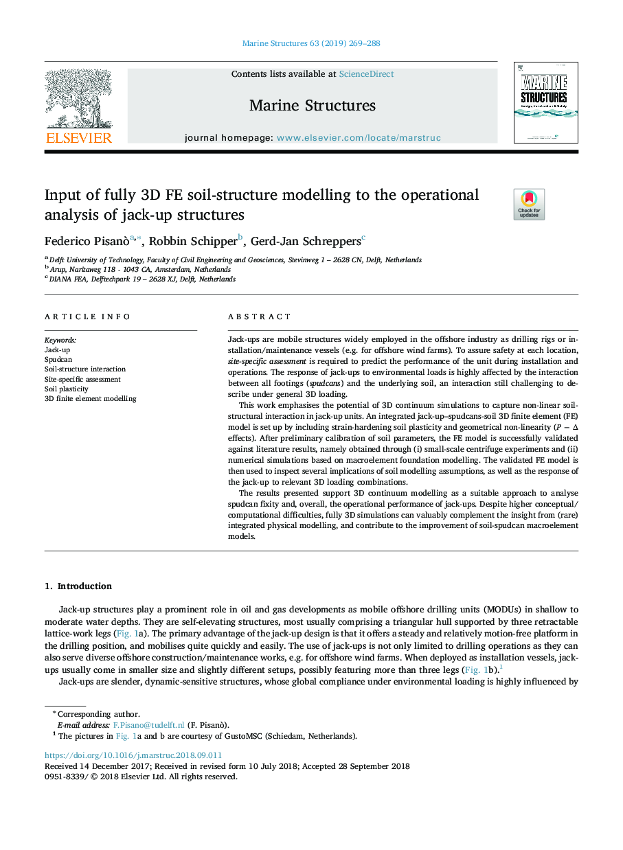 Input of fully 3D FE soil-structure modelling to the operational analysis of jack-up structures