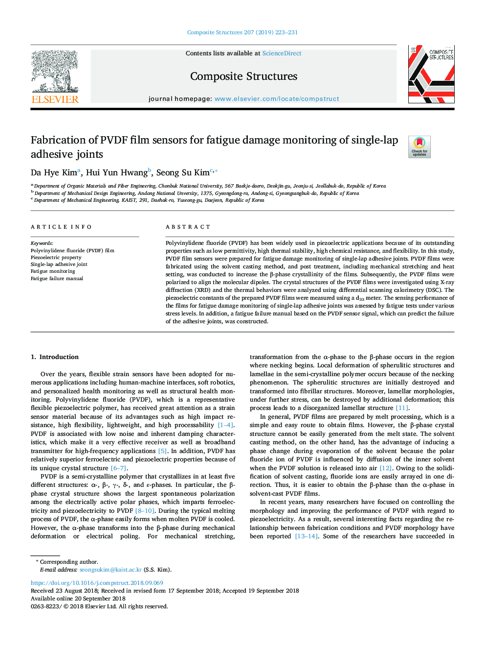 Fabrication of PVDF film sensors for fatigue damage monitoring of single-lap adhesive joints