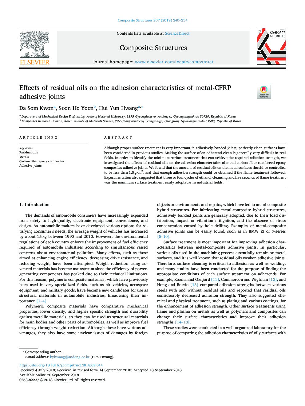 Effects of residual oils on the adhesion characteristics of metal-CFRP adhesive joints