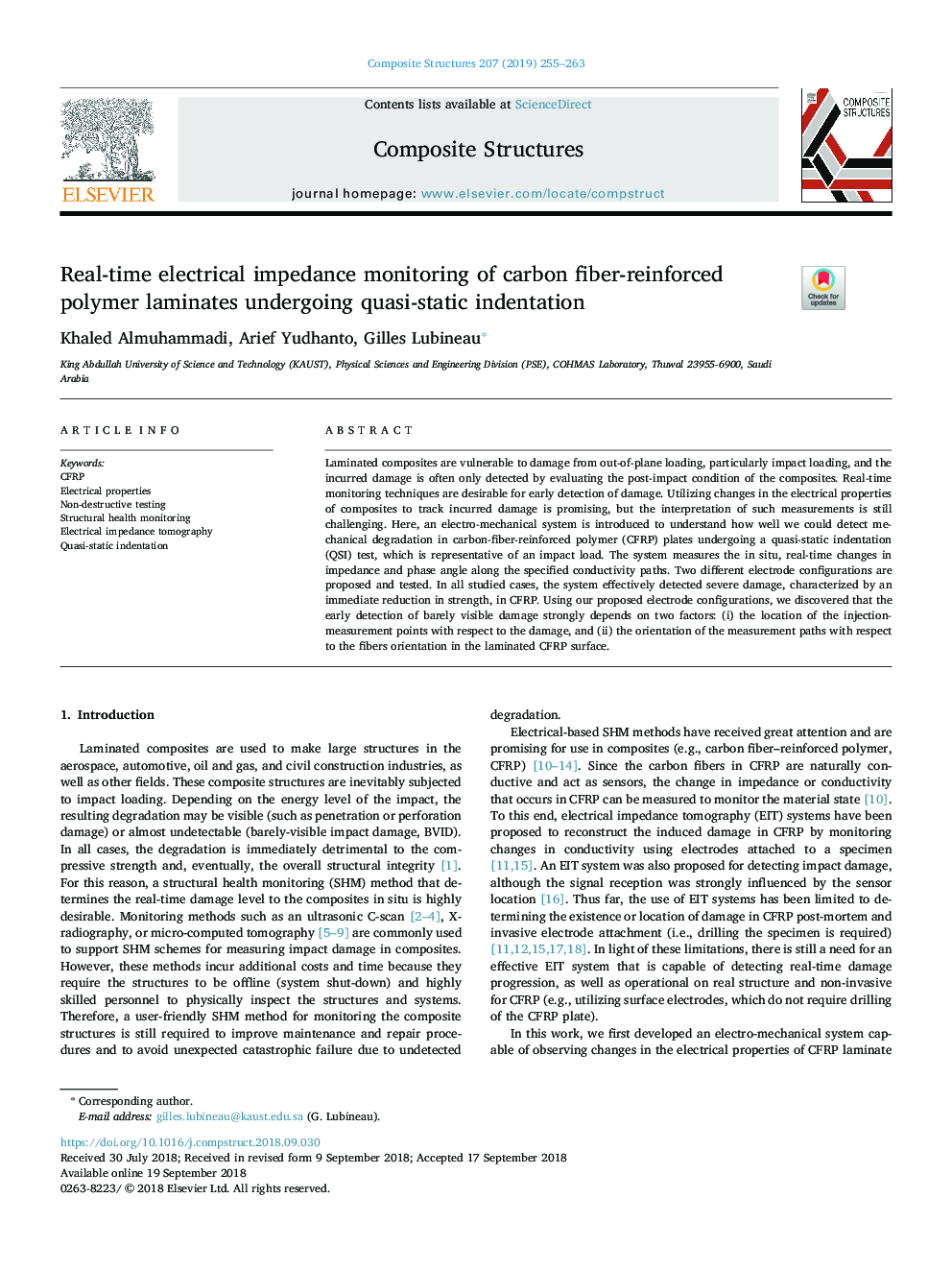 Real-time electrical impedance monitoring of carbon fiber-reinforced polymer laminates undergoing quasi-static indentation