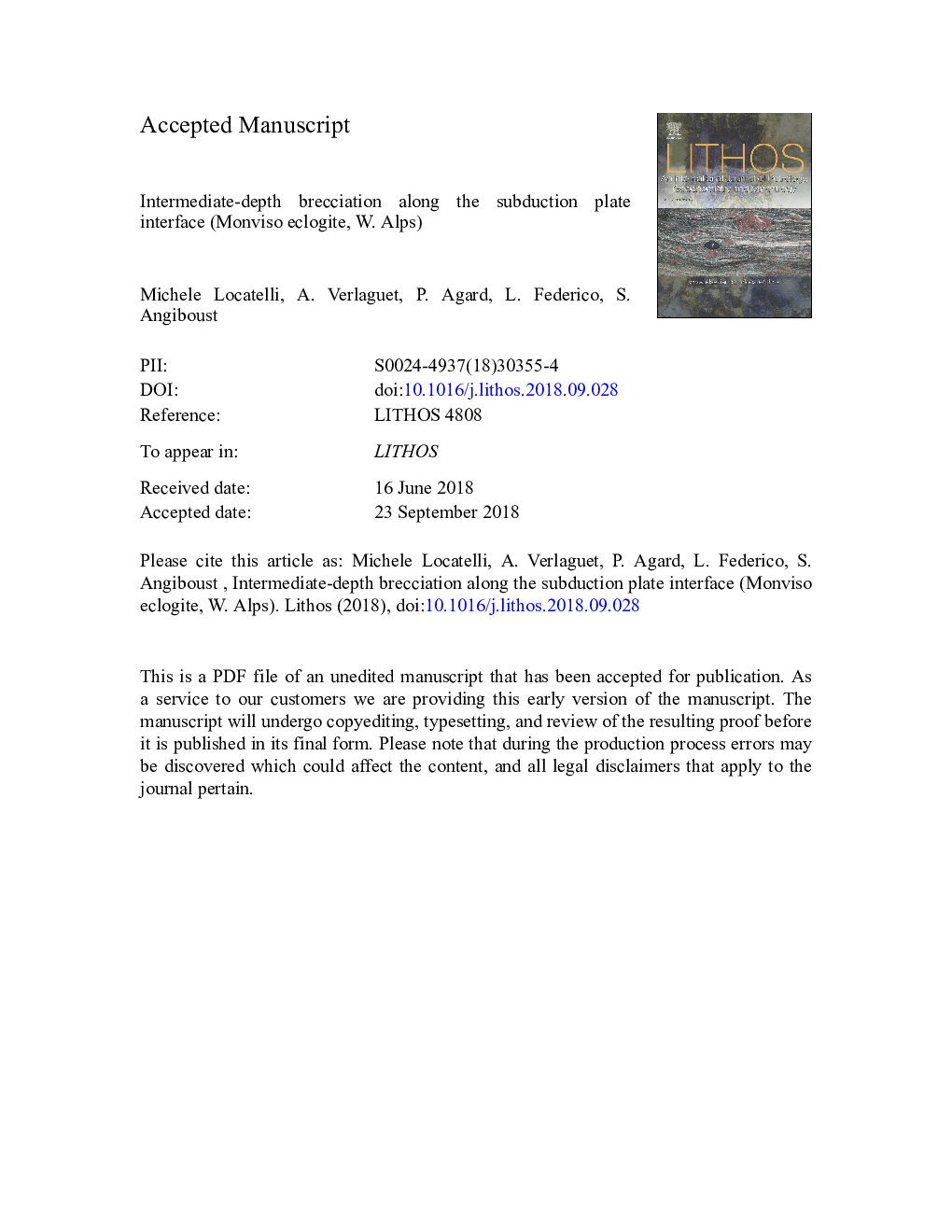 Intermediate-depth brecciation along the subduction plate interface (Monviso eclogite, W. Alps)